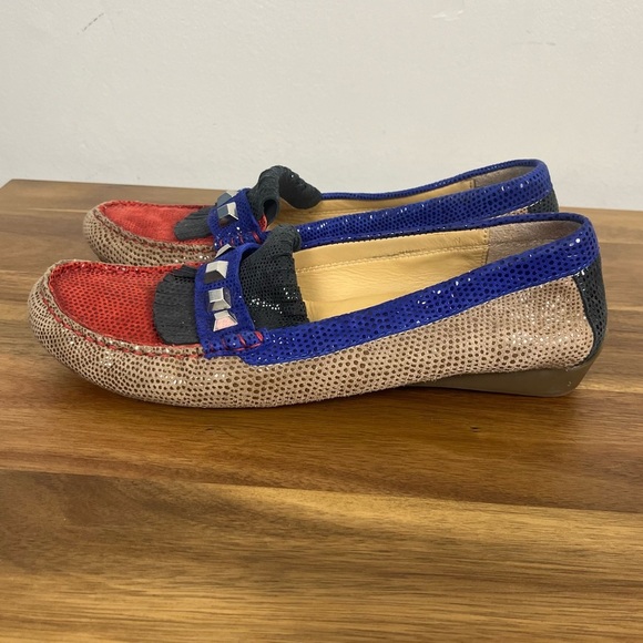 Vaneli Leather Loafers Driving Shoes Multicolor Lizard Print SZ 9.5N Embellished - Picture 2 of 7